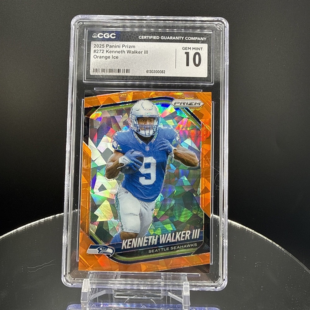 2025 Panini Prizm Kenneth Walker III #272 Orange Ice CGC Gem 10